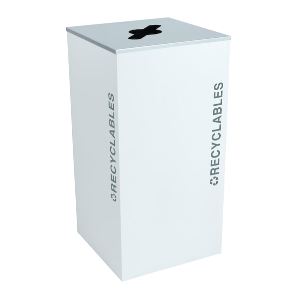 Ex-Cell Kaiser 36-Gal. Square Receptacle - Recyclables Decal, White Gloss RC-KD36-R BT-WHT - main